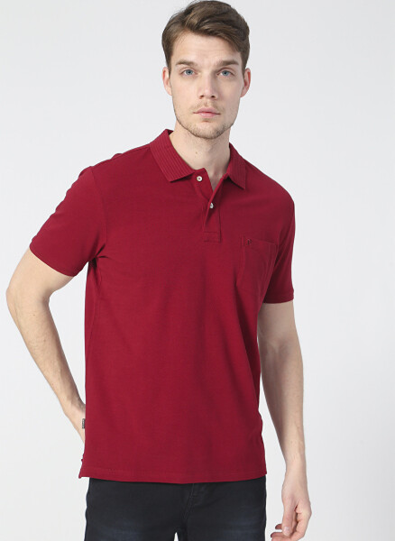 Pierre Cardin Men's Plain Red Polo T-Shirt with Polo Collar - 2