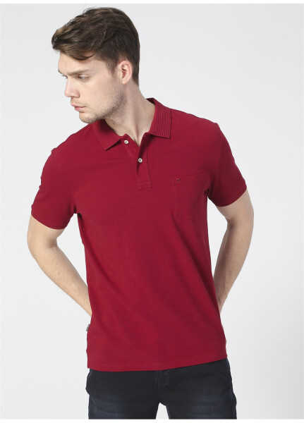 Pierre Cardin Men's Plain Red Polo T-Shirt with Polo Collar - 5