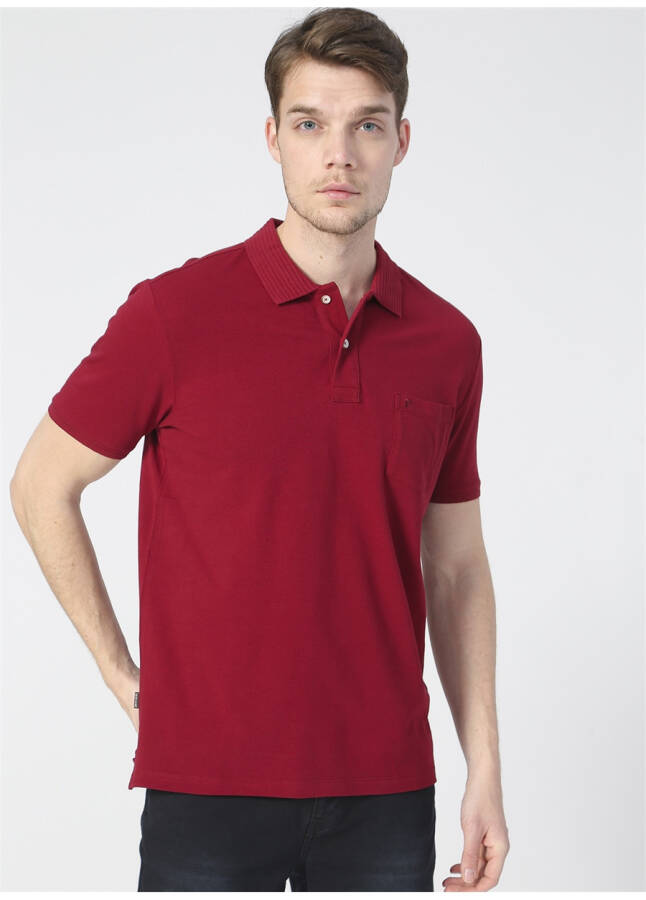 Pierre Cardin Men's Plain Red Polo T-Shirt with Polo Collar - 6