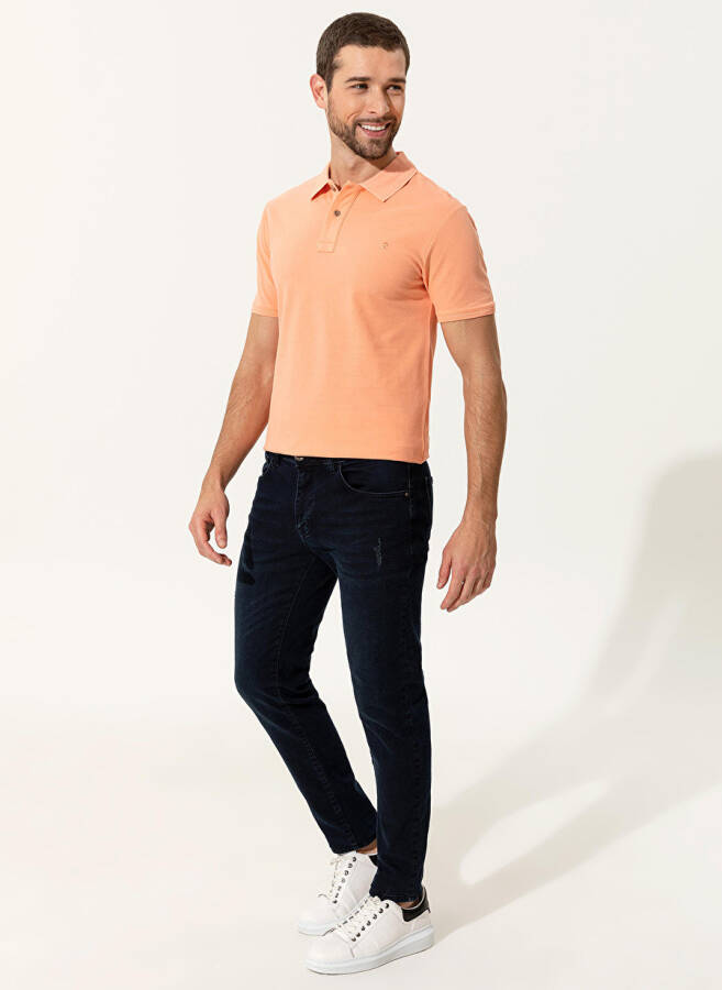 Pierre Cardin Men's Polo T-Shirt, Solid Orange, Polo Collar - 2