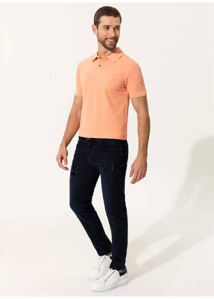 Pierre Cardin Men's Polo T-Shirt, Solid Orange, Polo Collar - 8