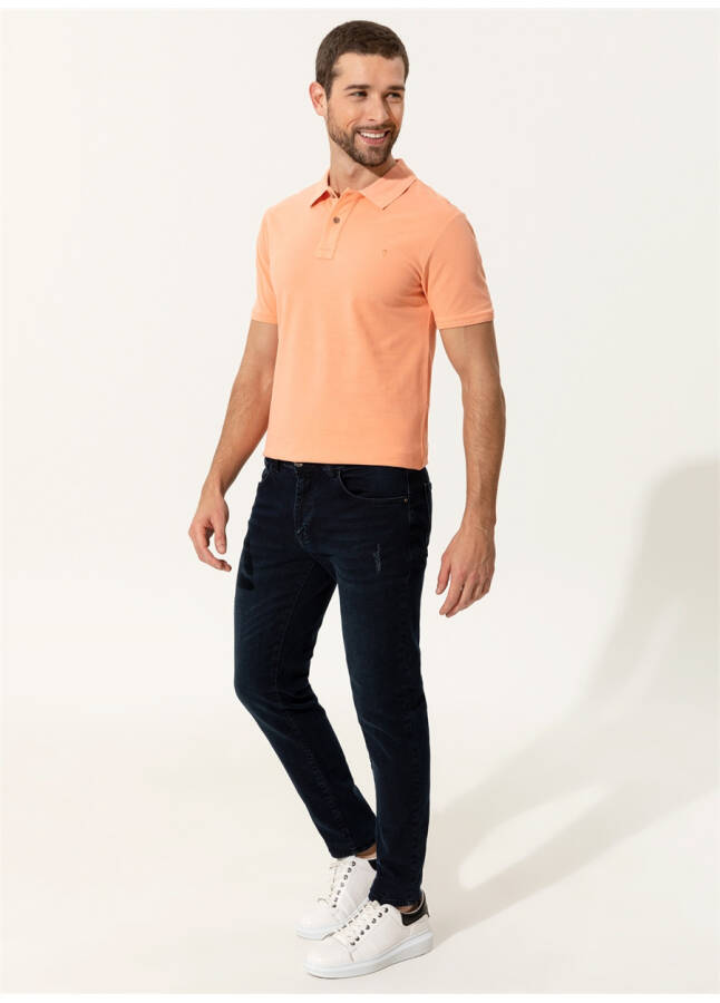 Pierre Cardin Men's Polo T-Shirt, Solid Orange, Polo Collar - 14