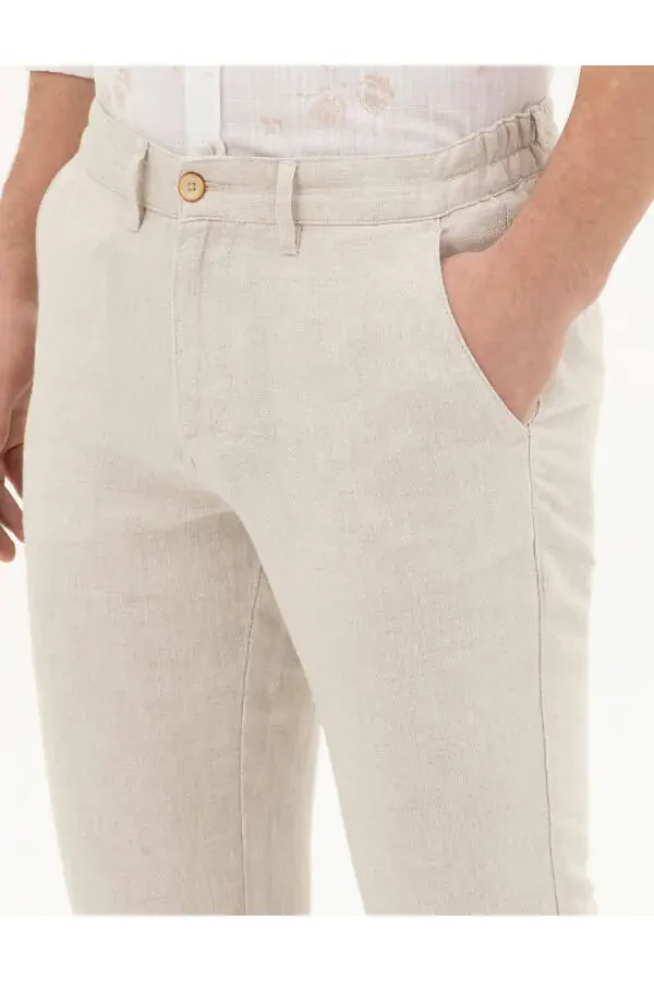 Pierre Cardin Men's Slim Fit Linen Pants - 6