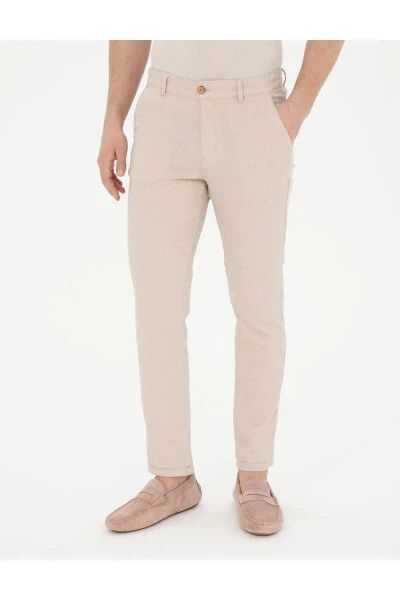 Pierre Cardin Men's Slim Fit Linen Pants - 4