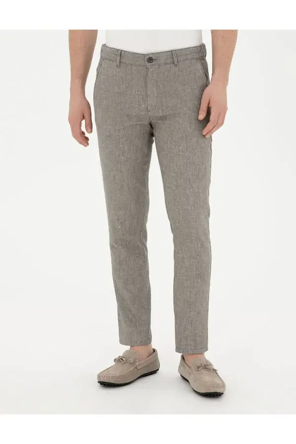 Pierre Cardin Men's Slim Fit Linen Trousers - 3