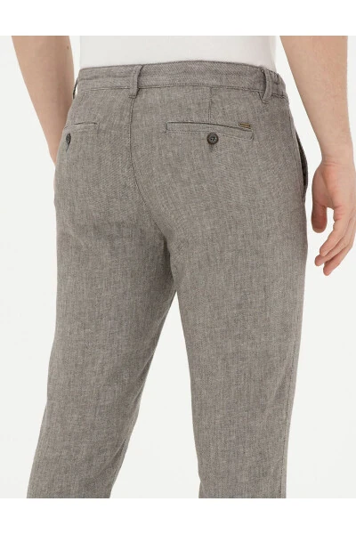 Pierre Cardin Men's Slim Fit Linen Trousers - 6