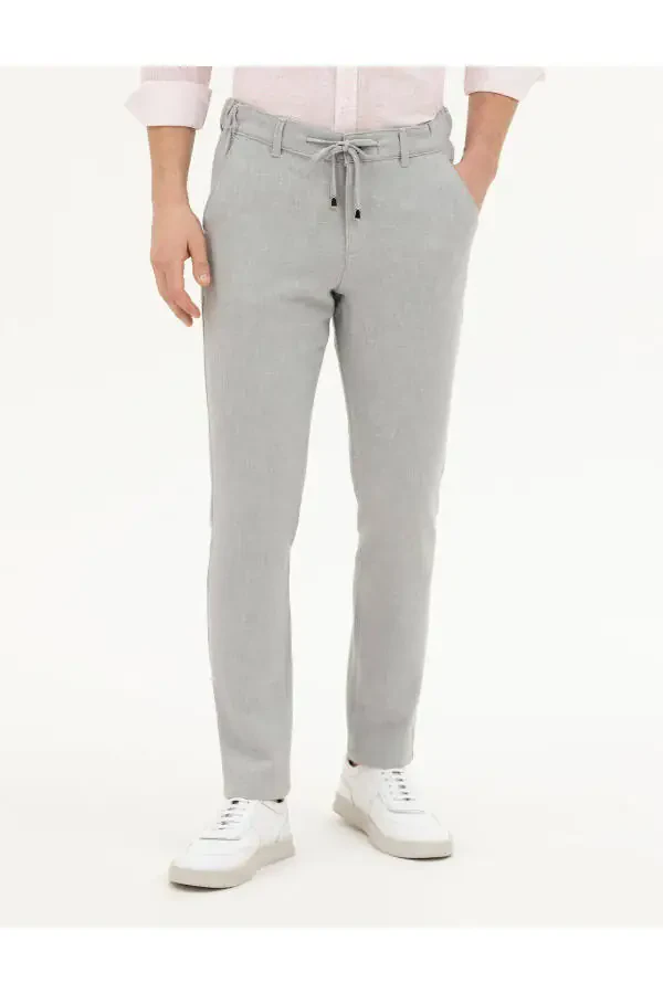 Pierre Cardin Men's Slim Fit Linen Trousers - 4