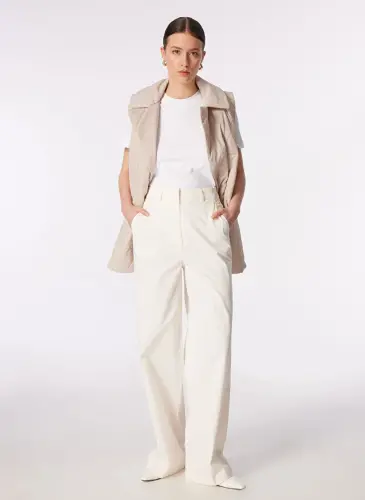 Pierre Cardin Normal Bel Loose Fit Белые Женские Тканевые Брюки HOLLY - 2