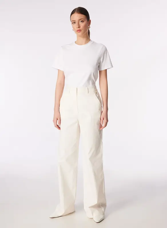 Pierre Cardin Normal Bel Loose Fit Белые Женские Тканевые Брюки HOLLY - 3