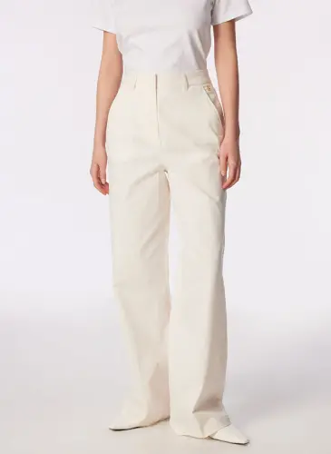 Pierre Cardin Normal Bel Loose Fit Beyaz Kadın Kumaş Pantolon HOLLY - 5