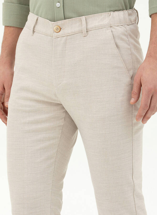 Pierre Cardin Normal Bel Normal Paça Slim Fit Bej Erkek Pantolon HAGAZY - 4