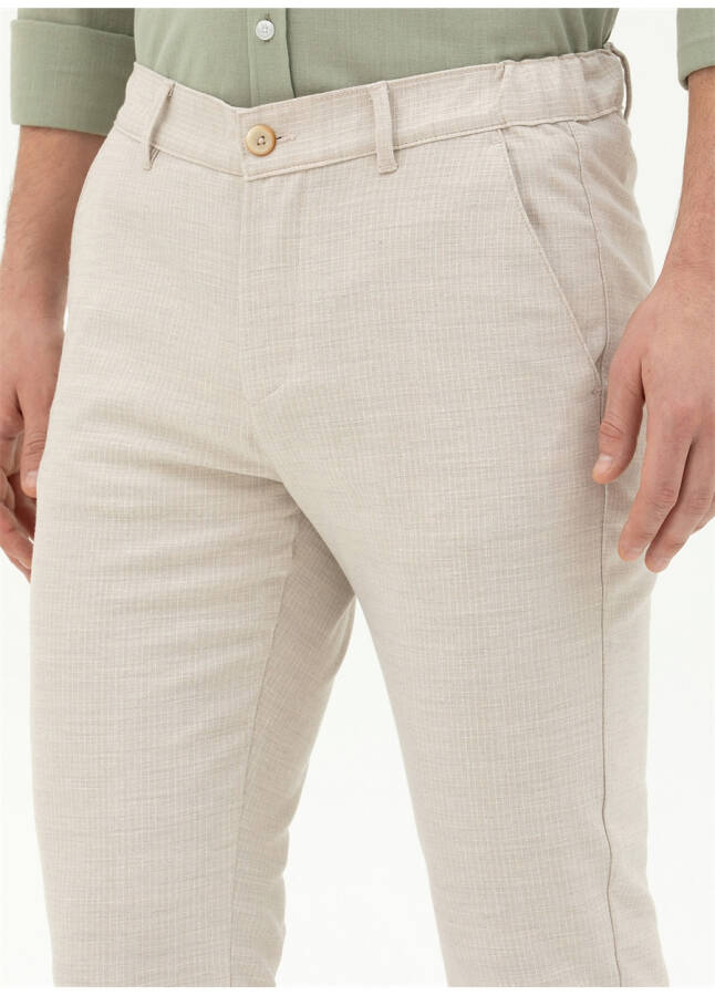 Pierre Cardin Normal Bel Normal Paça Slim Fit Bej Erkek Pantolon HAGAZY - 14