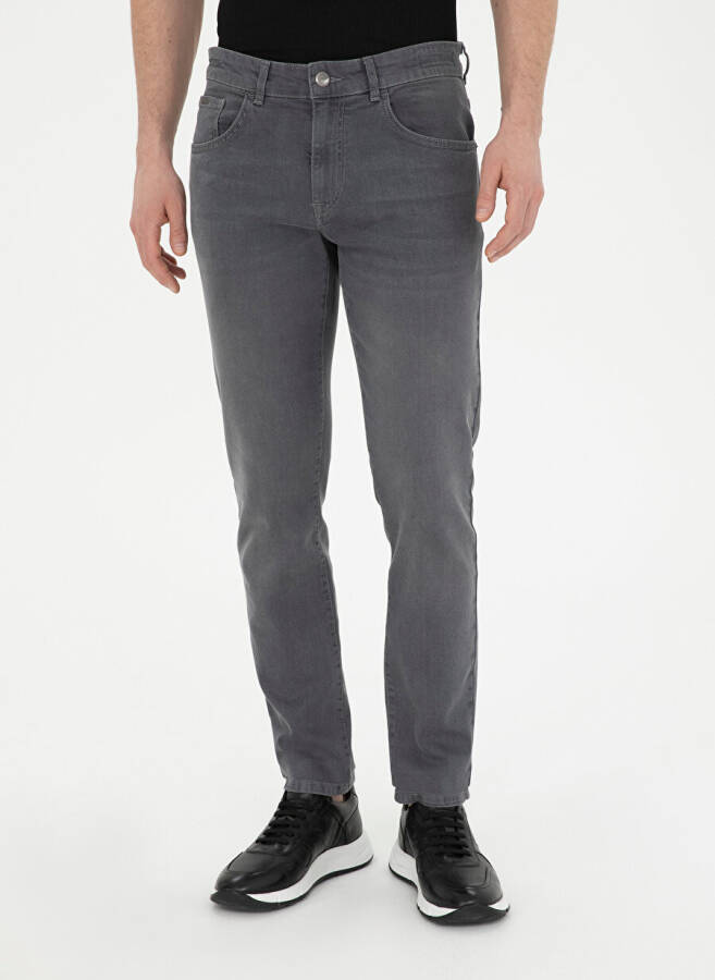 Pierre Cardin Normal Bel Normal Paça Slim Fit Gri Erkek Denim Pantolon TUGAN - 8