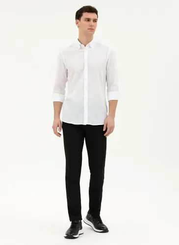 Pierre Cardin Normal Bel Normal Paça Slim Fit Qora Erkaklar Shim ROSTAN - 1