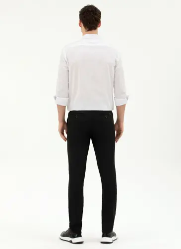 Pierre Cardin Normal Bel Normal Paça Slim Fit Qora Erkaklar Shim ROSTAN - 4