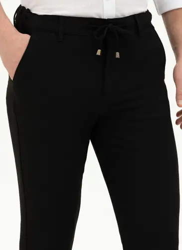 Pierre Cardin Normal Bel Normal Paça Slim Fit Qora Erkaklar Shim ROSTAN - 5