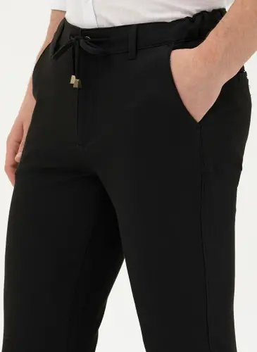 Pierre Cardin Normal Bel Normal Paça Slim Fit Qora Erkaklar Shim ROSTAN - 6