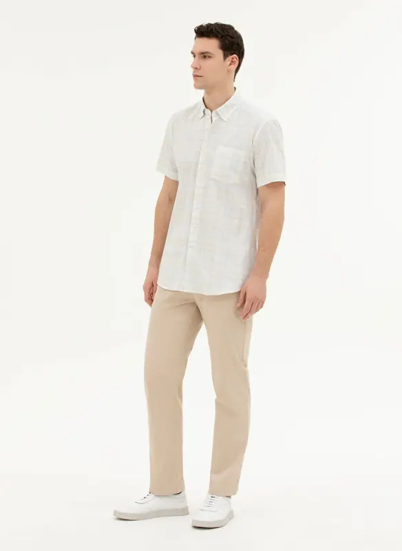 Pierre Cardin Normal Waist Straight Leg Regular Fit Beige Men's Trousers RIVER - 3