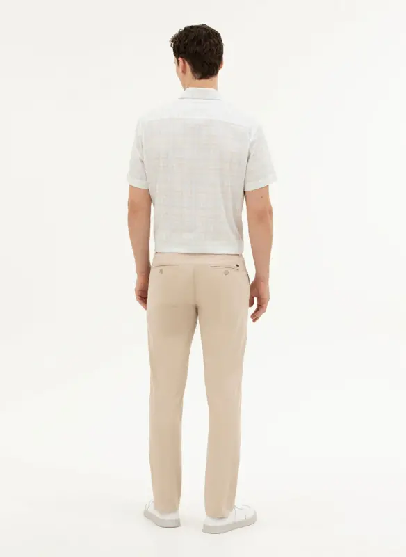 Pierre Cardin Normal Waist Straight Leg Regular Fit Beige Men's Trousers RIVER - 4