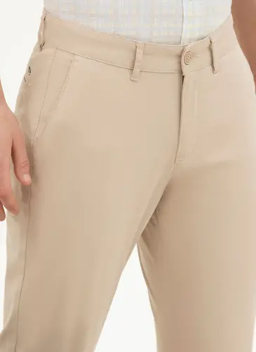 Pierre Cardin Normal Waist Straight Leg Regular Fit Beige Men's Trousers RIVER - 5