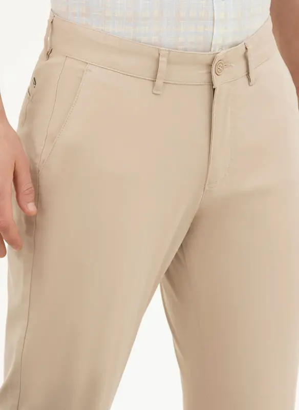 Pierre Cardin Normal Waist Straight Leg Regular Fit Beige Men's Trousers RIVER - 5