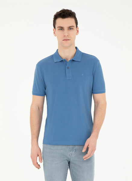 Pierre Cardin Plain Dark Blue Men's Polo T-Shirt SUNNY - 1