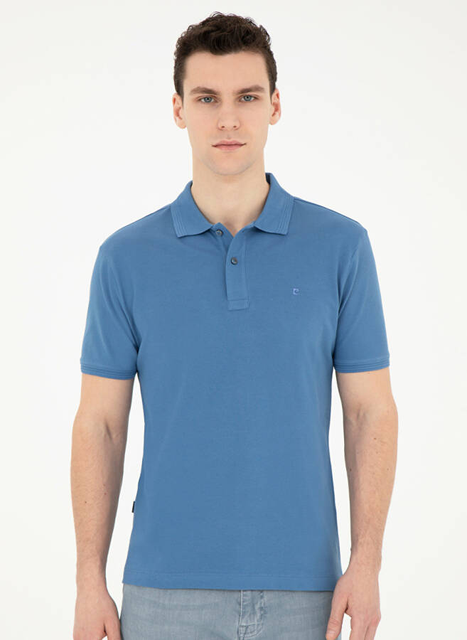 Pierre Cardin Plain Dark Blue Men's Polo T-Shirt SUNNY - 3