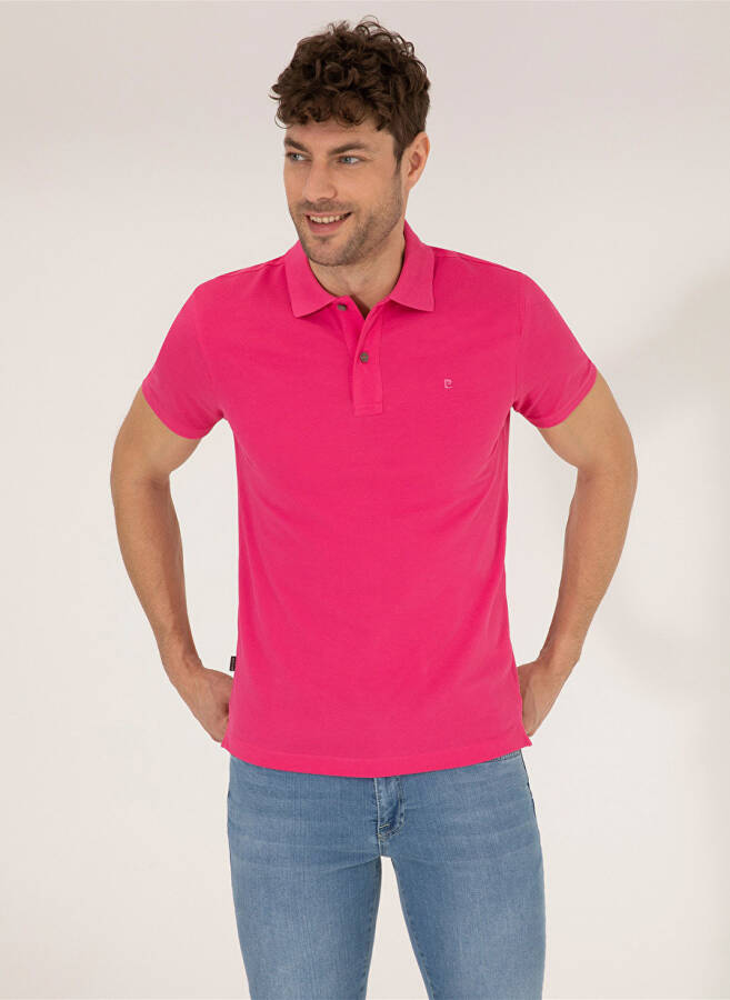 Pierre Cardin Plain Fuchsia Men's Polo T-Shirt - 1