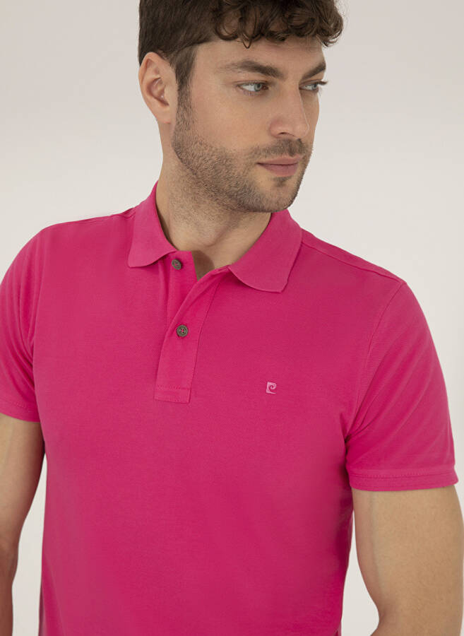 Pierre Cardin Plain Fuchsia Men's Polo T-Shirt - 2