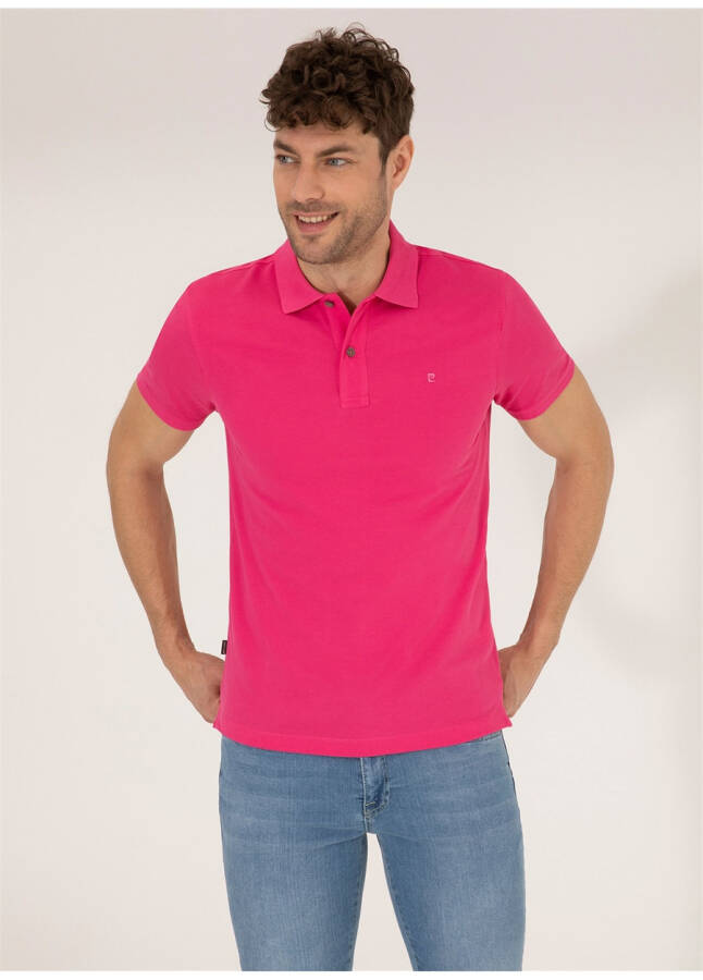 Pierre Cardin Plain Fuchsia Men's Polo T-Shirt - 7