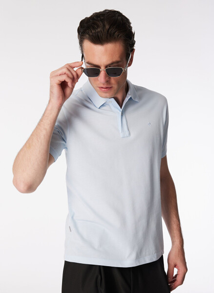 Pierre Cardin Plain Ice Blue Men's Polo T-Shirt - 1