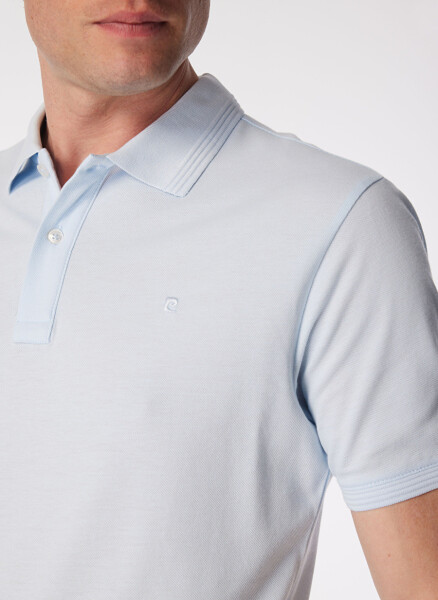 Pierre Cardin Plain Ice Blue Men's Polo T-Shirt - 4