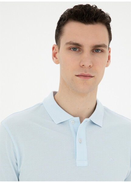 Pierre Cardin Plain Ice Blue Men's Polo T-Shirt - 7