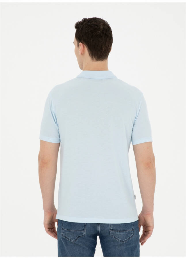 Pierre Cardin Plain Ice Blue Men's Polo T-Shirt - 11