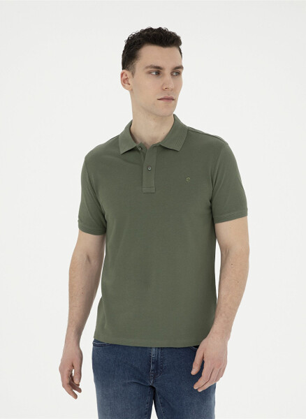 Pierre Cardin Plain Khaki Men's Polo T-Shirt - 1