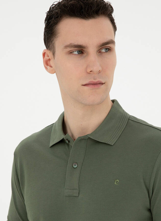 Pierre Cardin Plain Khaki Men's Polo T-Shirt - 2