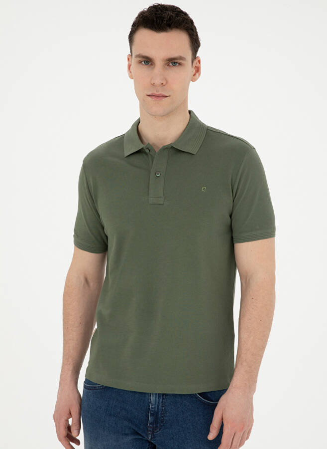 Pierre Cardin Plain Khaki Men's Polo T-Shirt - 3