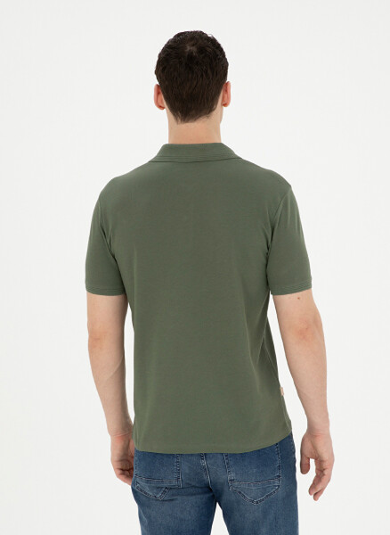 Pierre Cardin Plain Khaki Men's Polo T-Shirt - 5