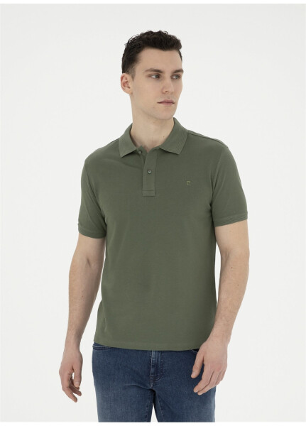 Pierre Cardin Plain Khaki Men's Polo T-Shirt - 7