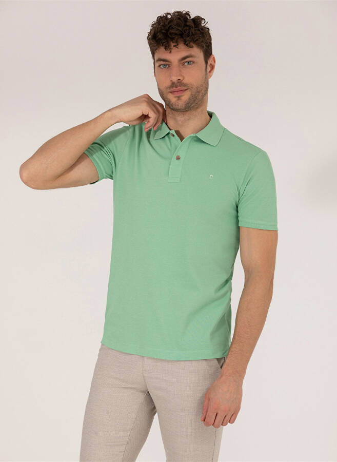 Pierre Cardin Plain Light Green Men's Polo T-Shirt - 1