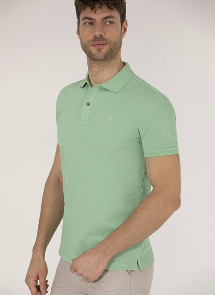 Pierre Cardin Plain Light Green Men's Polo T-Shirt - 2