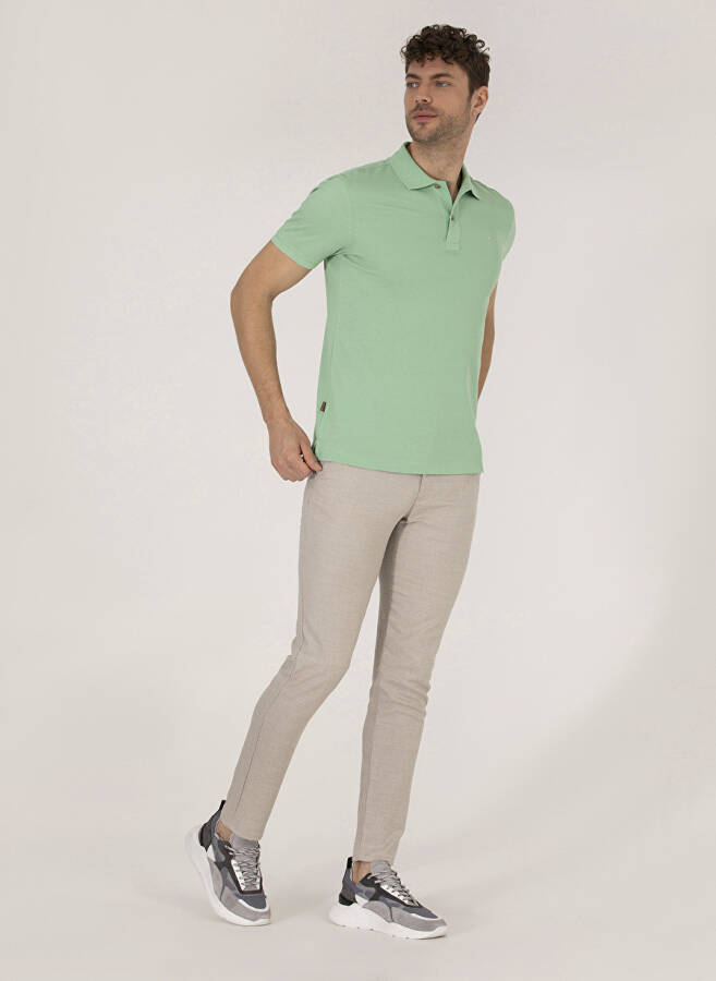 Pierre Cardin Plain Light Green Men's Polo T-Shirt - 4