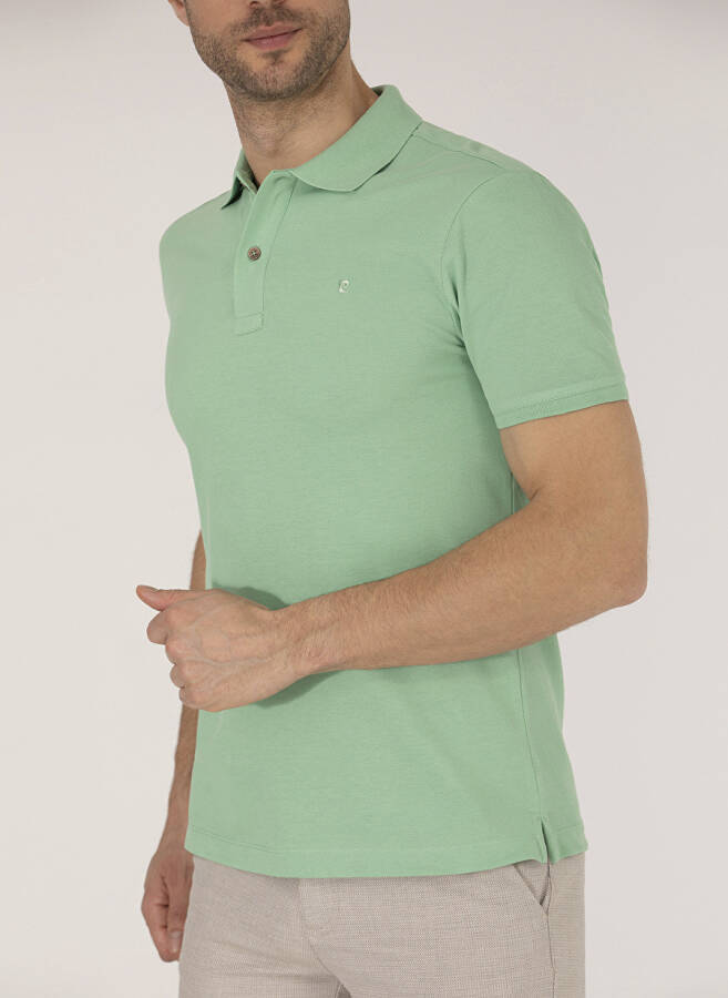 Pierre Cardin Plain Light Green Men's Polo T-Shirt - 6