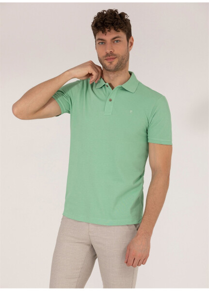 Pierre Cardin Plain Light Green Men's Polo T-Shirt - 7