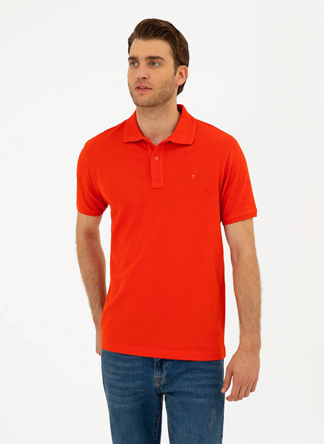 Pierre Cardin Plain Red Men's Polo T-Shirt SUNNY - 17