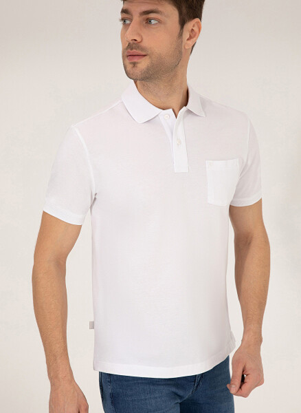 Pierre Cardin Plain White Men's Polo T-Shirt - 3