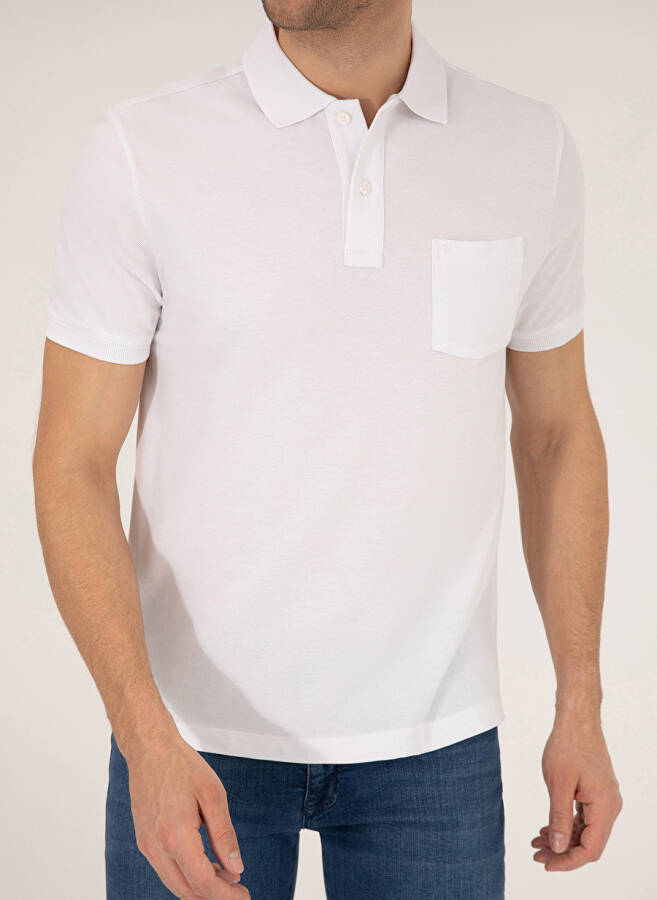 Pierre Cardin Plain White Men's Polo T-Shirt - 6