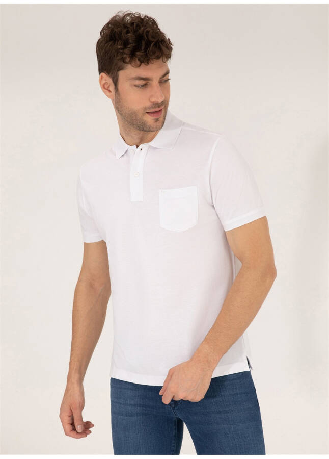 Pierre Cardin Plain White Men's Polo T-Shirt - 7