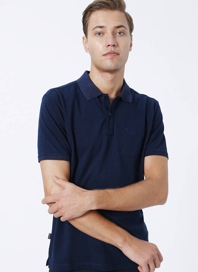 Pierre Cardin Polo Collar Plain Navy Blue Men's Polo T-Shirt - 1