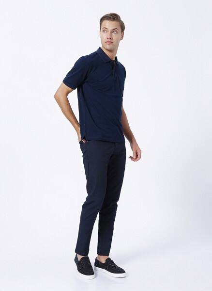 Pierre Cardin Polo Collar Plain Navy Blue Men's Polo T-Shirt - 2